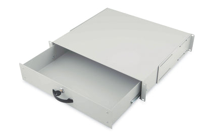19 inch lockable metal drawer - 2U light gray