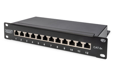 Cat6a 12 Port Patch Panel RAL 10" rack 9005