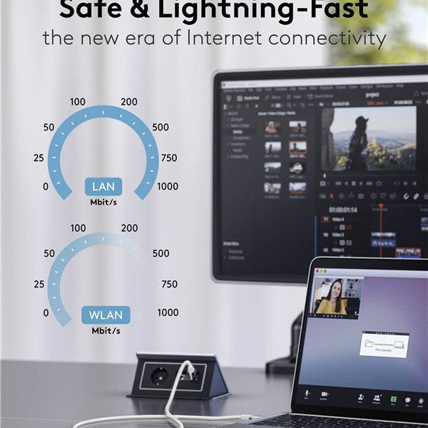 USB-C™ 3.1 to RJ45 Ethernet cable 1.5M white
