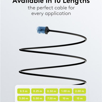 Ultraflexibele dunne CAT 6A-patchkabel U/UTP 1M zwart