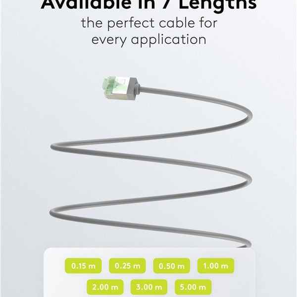 Ultra-flexible 0.15 M CAT 8.1 patch cable, slim, U/FTP, gray