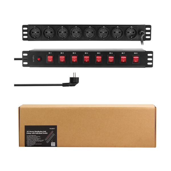Basis Rack PDU 8-voudig Schuko, elk stopcontact individueel schakelbaar