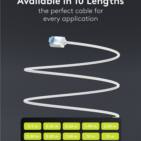 Ultra-flexible thin CAT 6A patch cable U/FTP 7.5M white