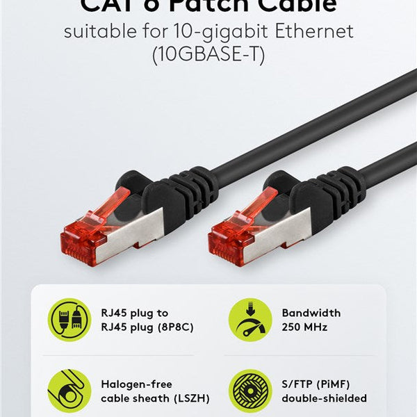 Cat6 S/FTP LSZH 0.25M Black