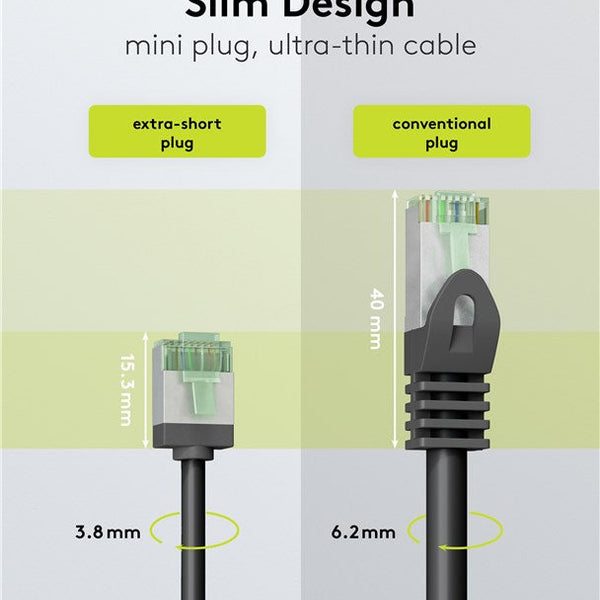 Ultra-flexible thin CAT 8.1 patch cable U/FTP 1M black