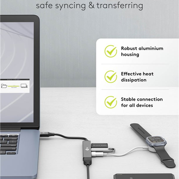 Slim 4-Poorts USB-Hub – USB-A naar 4x USB-A (5 Gbps)