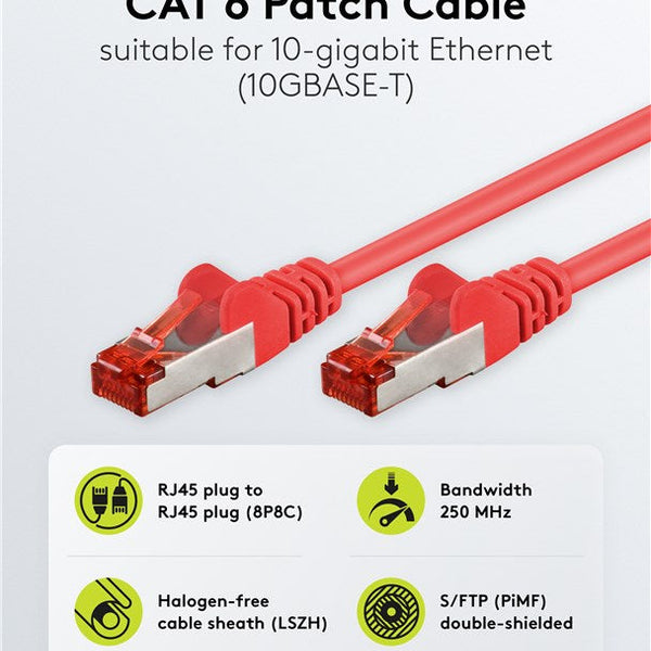 Cat6 S/FTP LSZH 1M Red