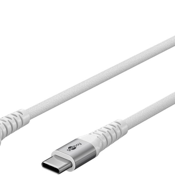 USB-C naar USB-A 2M flexibele siliconen textielkabel wit
