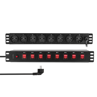 Basis Rack PDU 8-voudig Schuko, elk stopcontact individueel schakelbaar