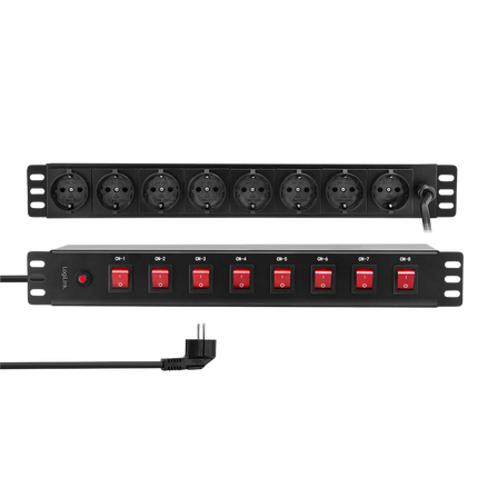 Basis Rack PDU 8-voudig Schuko, elk stopcontact individueel schakelbaar