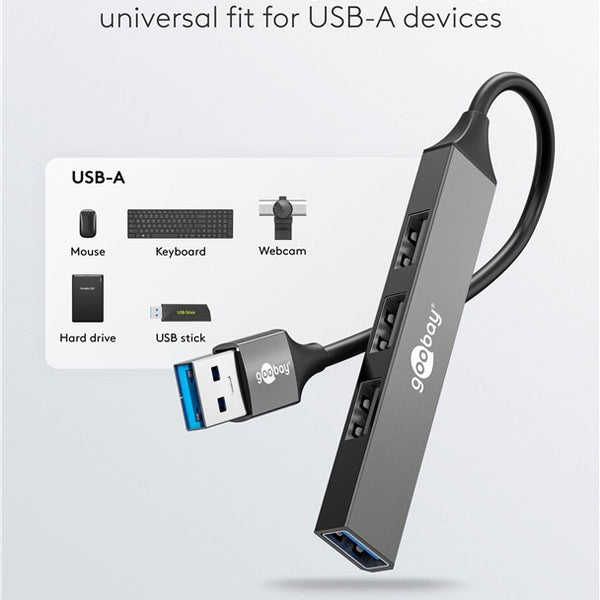 Slim 4-Poorts USB-Hub – USB-A naar 4x USB-A (5 Gbps)