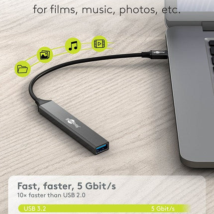 Slim 5-Port USB Hub, USB-C™ to USB-C™/USB-A, 5 Gbit/s