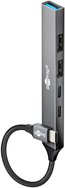 Slim 5-Poorts USB-Hub, USB-C™ naar USB-C™/USB-A, 5 Gbit/s