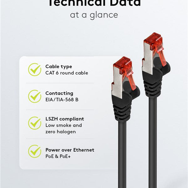 Cat6 S/FTP LSZH 0.25M Black