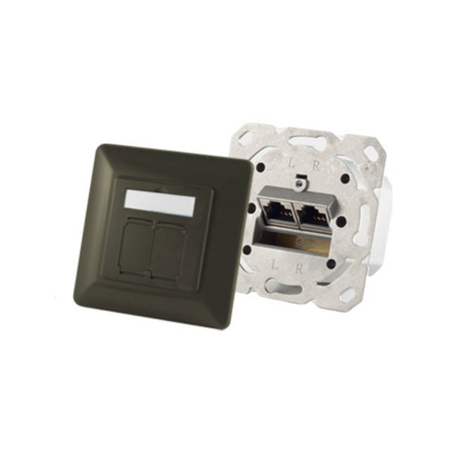 CAT6a flush-mounted box 2x RJ45 Anthracite