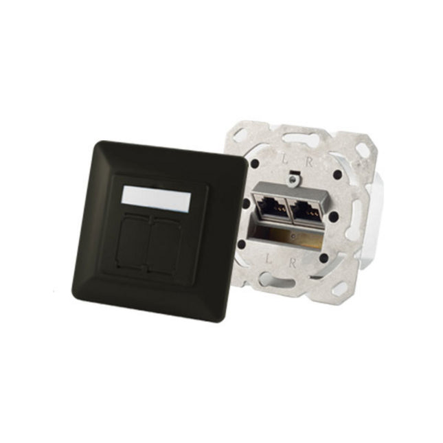 CAT6a flush-mounted box 2x RJ45 Black