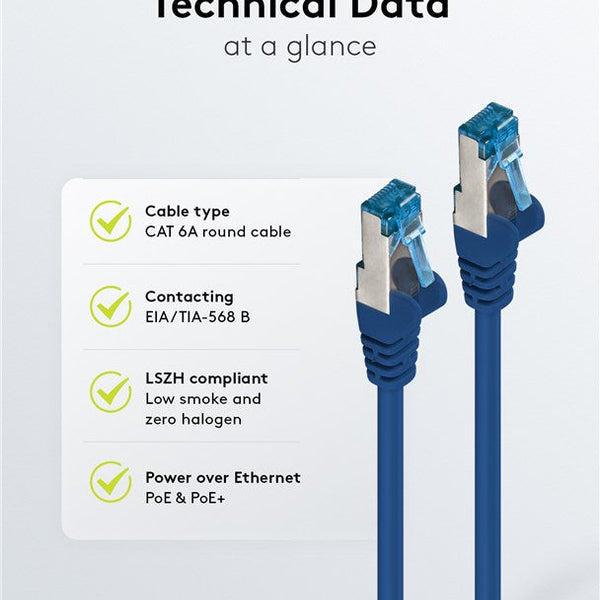 Cat6a S/FTP PIMF LSZH Blauw 10 meter
