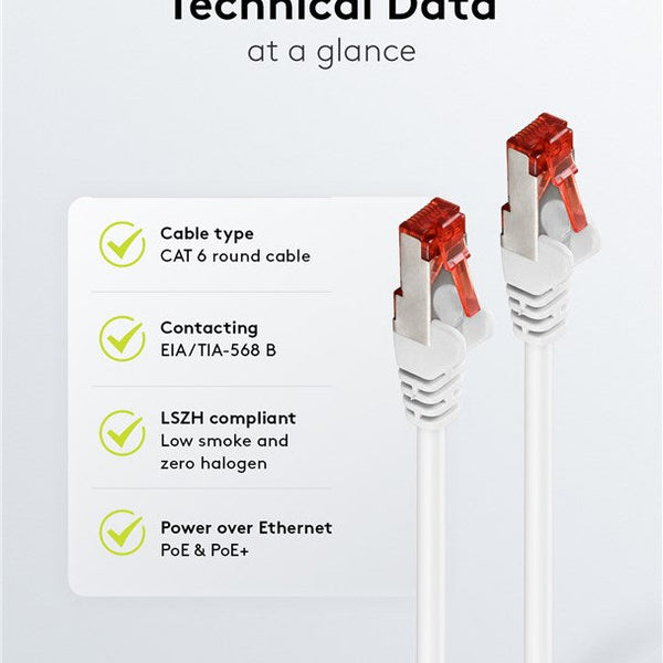 Cat6 S/FTP LSZH 0.5M White