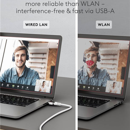 USB-A 3.0 naar RJ45 Ethernet kabel 2M - wit