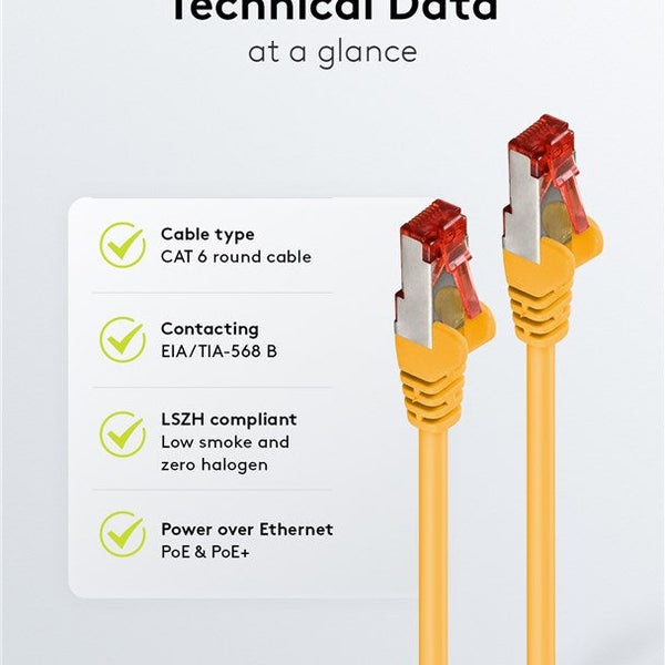 Cat6 S/FTP LSZH 0.25M Yellow
