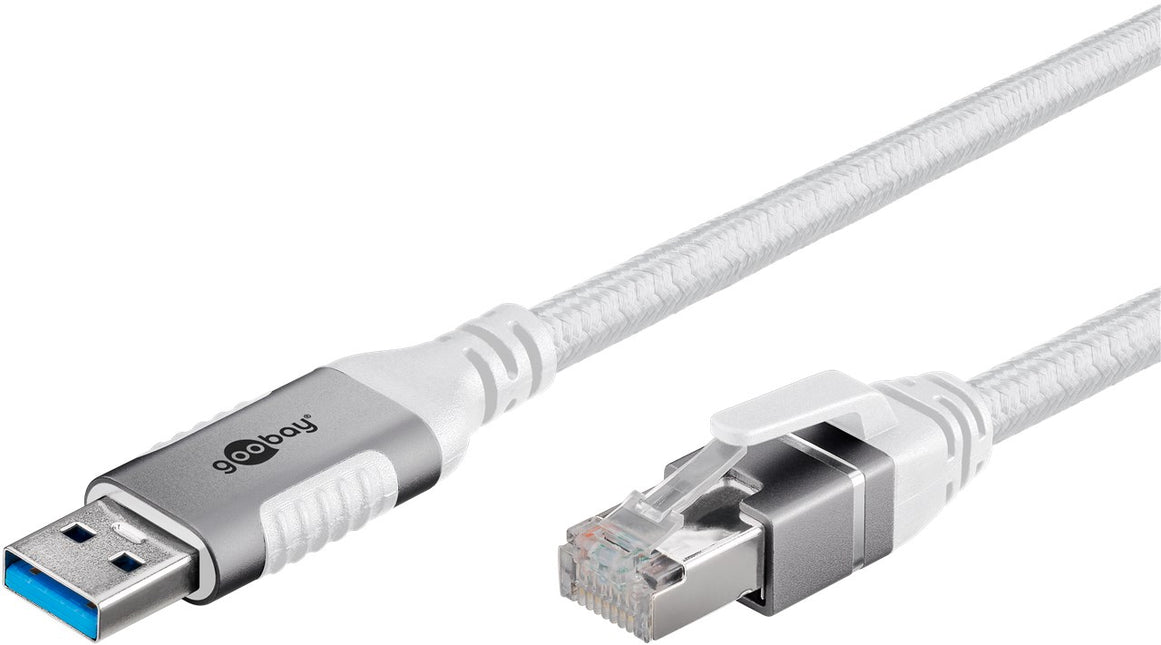 USB-A 3.0 to RJ45 Ethernet cable 1M - white