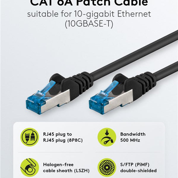 Cat6a S/FTP PIMF LSZH zwart 10 meter