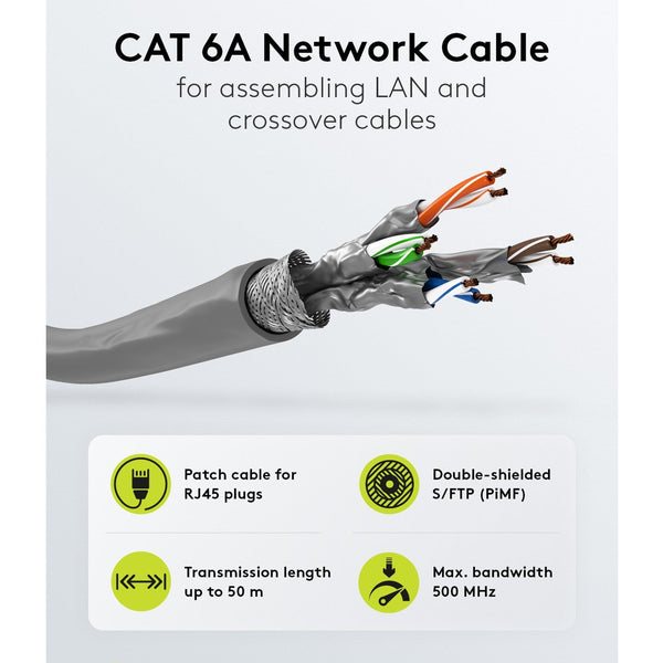 SFTP CAT6a netwerkkabel soepel 50M 100% koper grijs