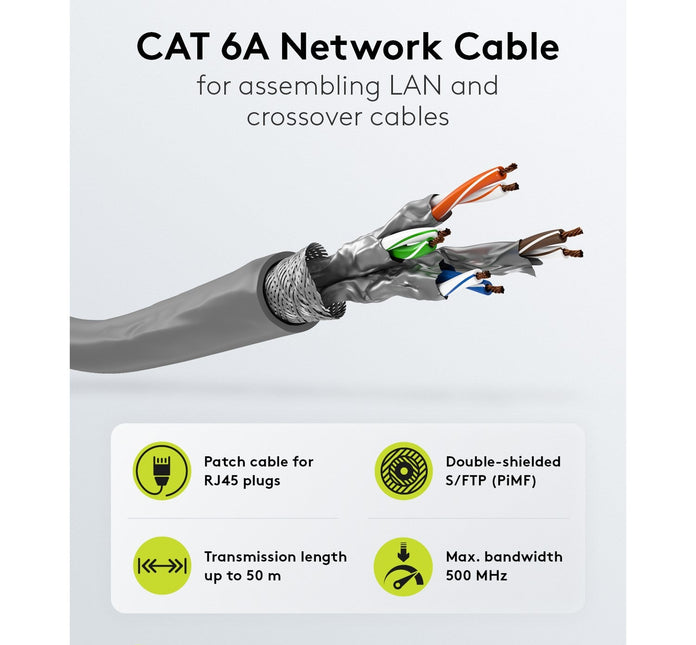SFTP CAT6a netwerkkabel soepel 50M 100% koper grijs
