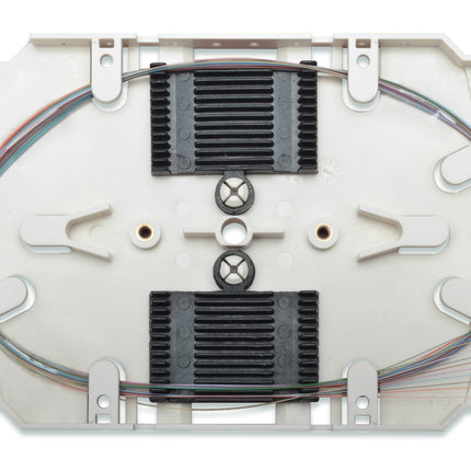 Splice-cassette met 12 pigtails voorgemonteerd LC (APC) OS2