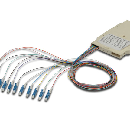 Splice-cassette met 12 pigtails voorgemonteerd LC (APC) OS2