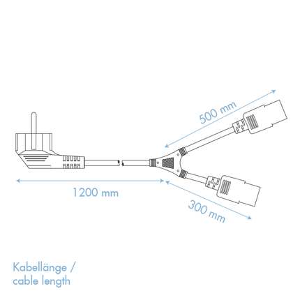 Y power cable CEE7 / 7 2x C13 1.5 M