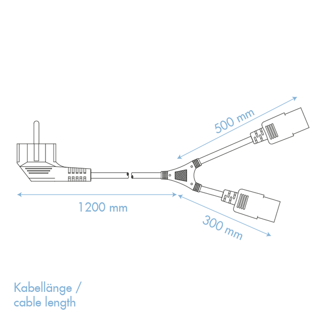 Y power cable CEE7 / 7 2x C13 1.5 M