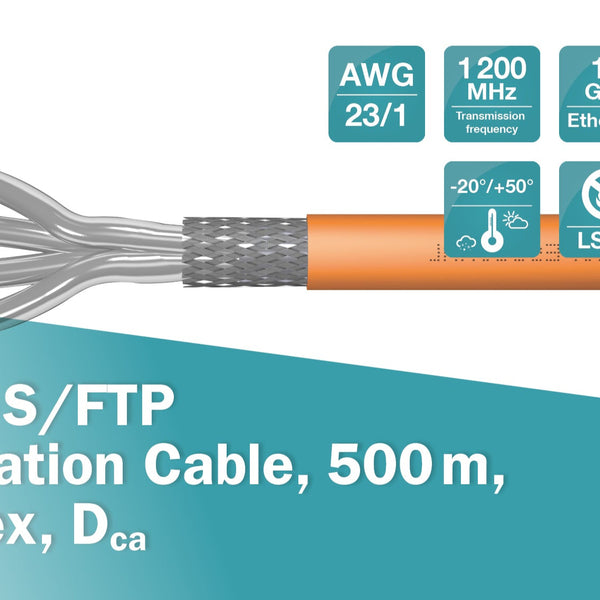 S/FTP CAT7 1200MHz stug 500M 100% koper halogeenvrij oranje