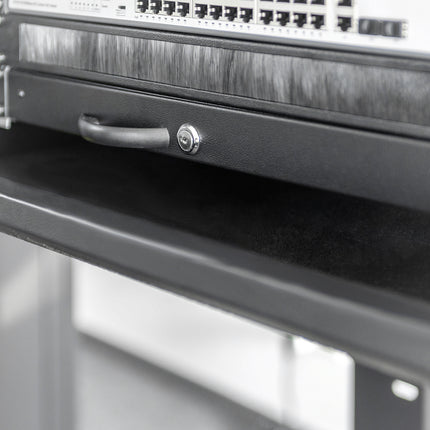 19 inch lockable metal drawer - 1U black