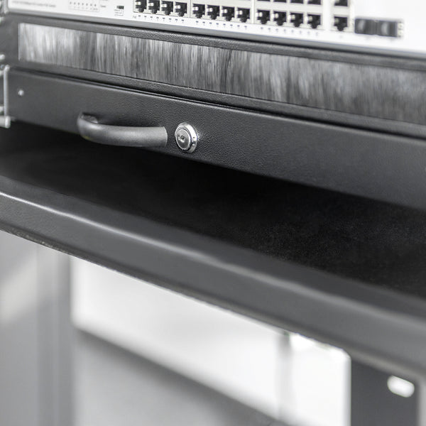 19 inch afsluitbare lade van metaal - 1U zwart