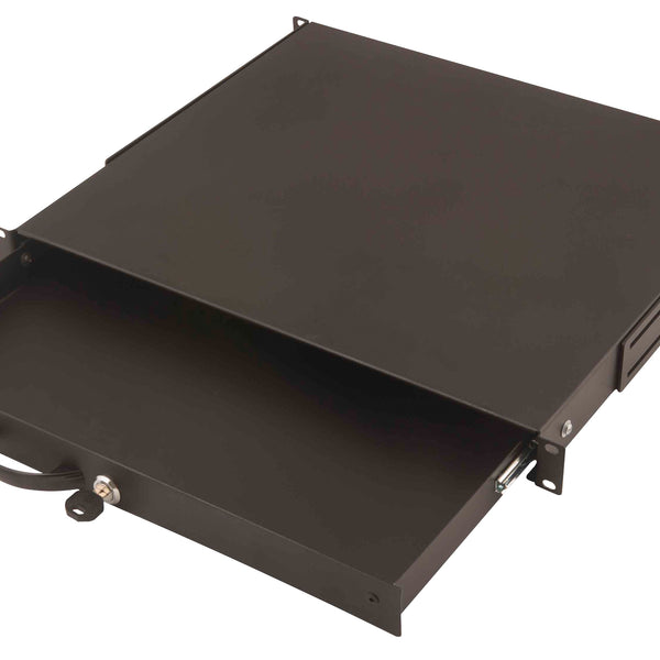 19 inch afsluitbare lade van metaal - 1U zwart