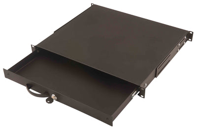 19 inch lockable metal drawer - 1U black