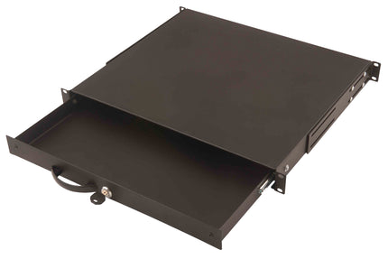 19 inch lockable metal drawer - 1U black