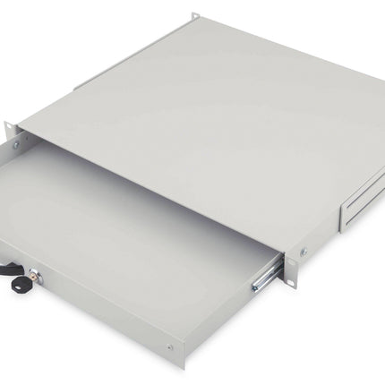 19 inch afsluitbare lade van metaal - 1U lichtgrijs