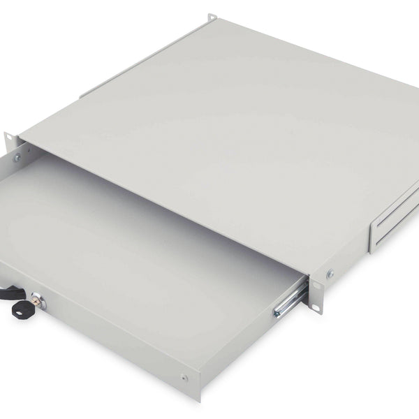 19 inch afsluitbare lade van metaal - 1U lichtgrijs