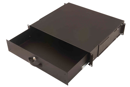 19 inch lockable metal drawer - 2U black