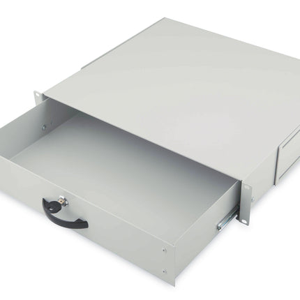 19 inch afsluitbare lade van metaal - 2U lichtgrijs