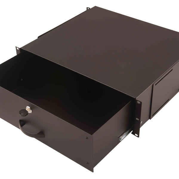 19 inch afsluitbare lade van metaal - 3U zwart
