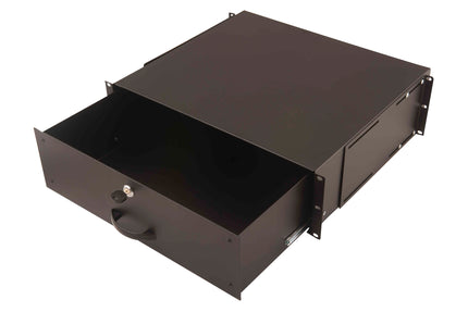 19-inch lockable metal drawer - 3U black