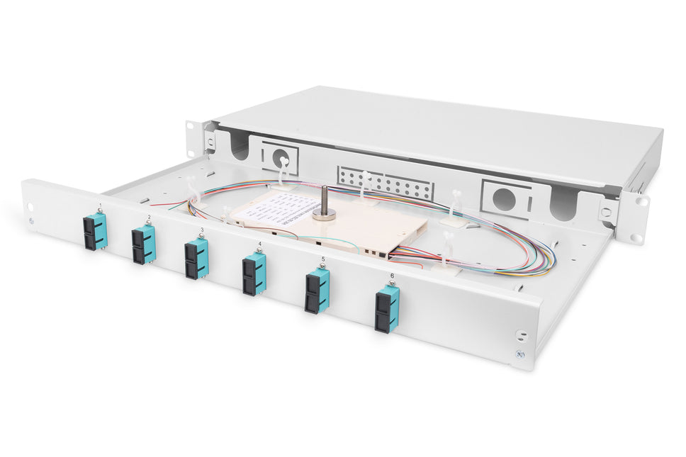 Fiber optic patch panel mounted 6 ports SC OM3