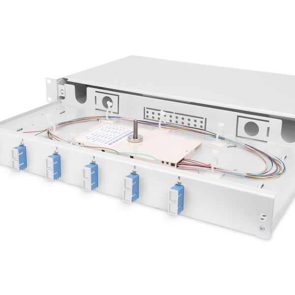 Fiber optic patch panel mounted 6 ports SC OS2