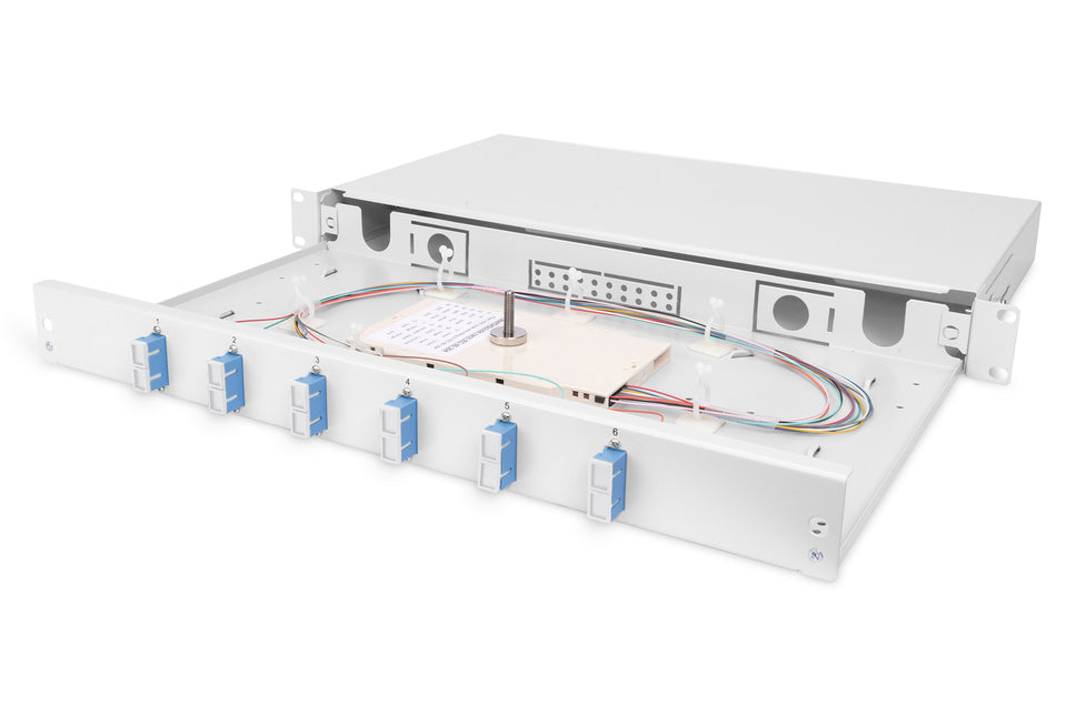 Fiber optic patch panel mounted 6 ports SC OS2