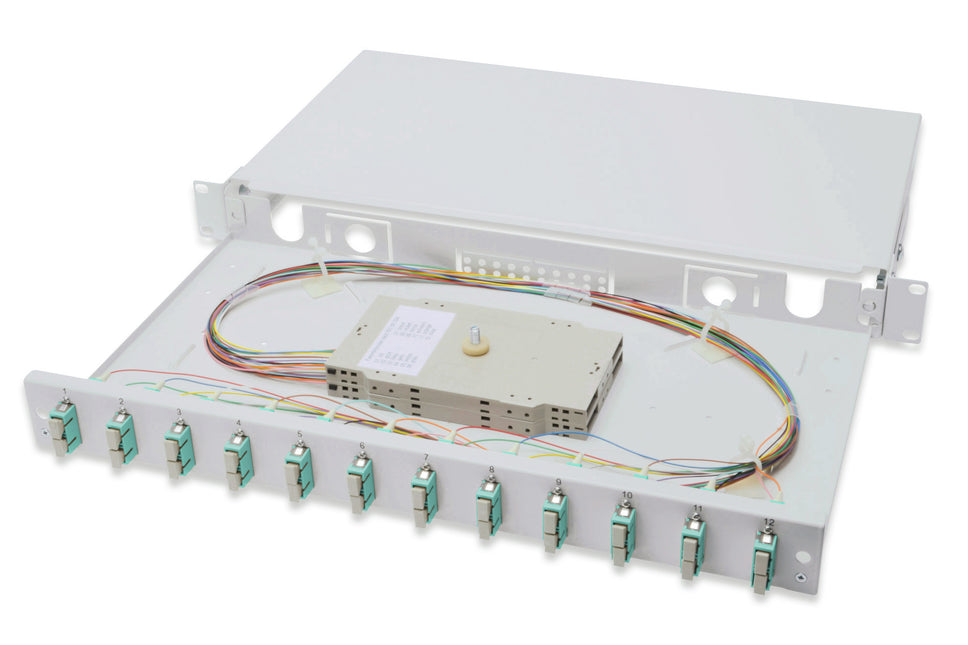 Fiber optic patch panel mounted 12 ports SC OM3