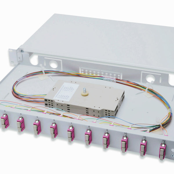 Fiber optic patch panel mounted 12 ports SC OM4