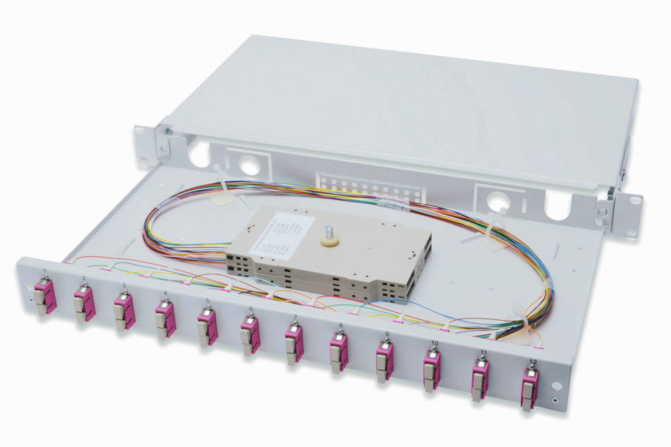 Fiber optic patch panel mounted 12 ports SC OM4
